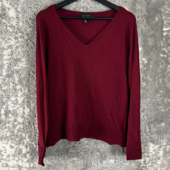 Icelandic Design Sweaters - Icelandic Design Size XL V Neck Sweater Red Long Sleeve Pullover